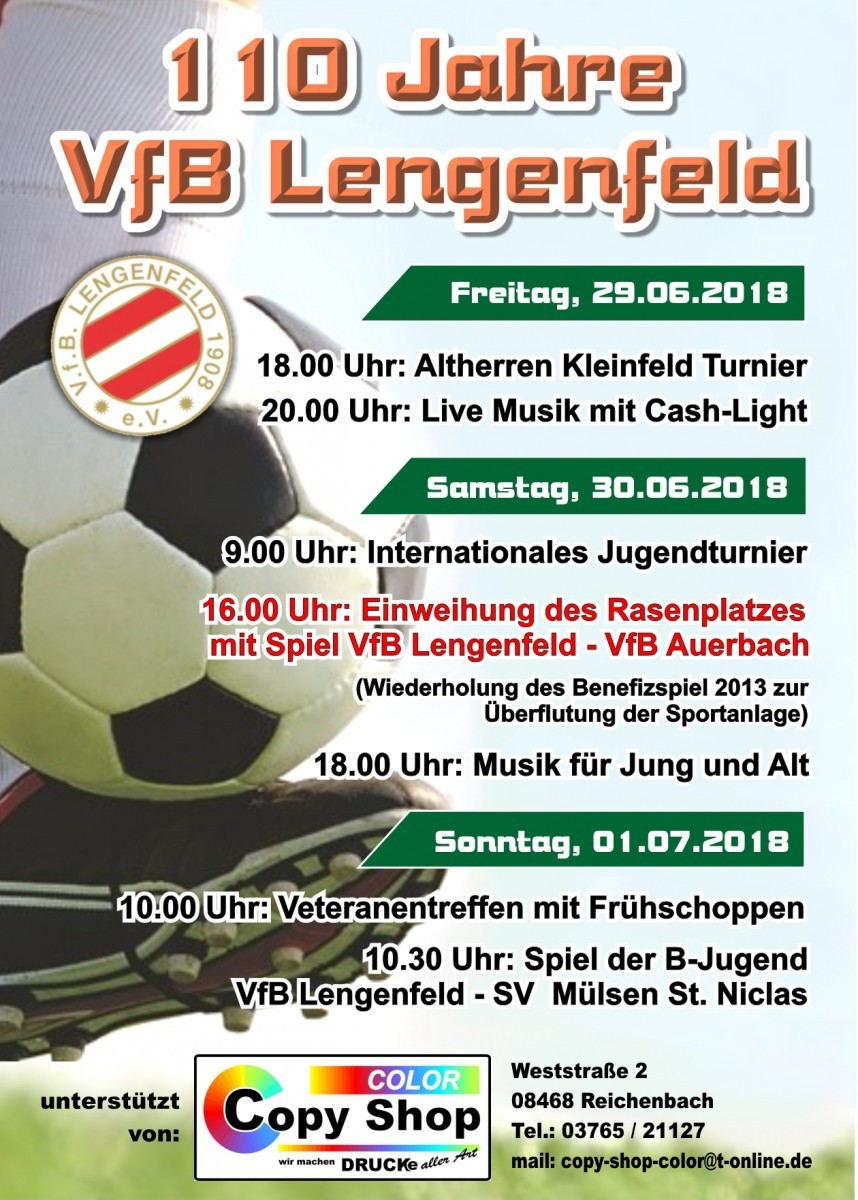      VfB Lengenfeld  begeht sein 110-jähriges Jubiläum