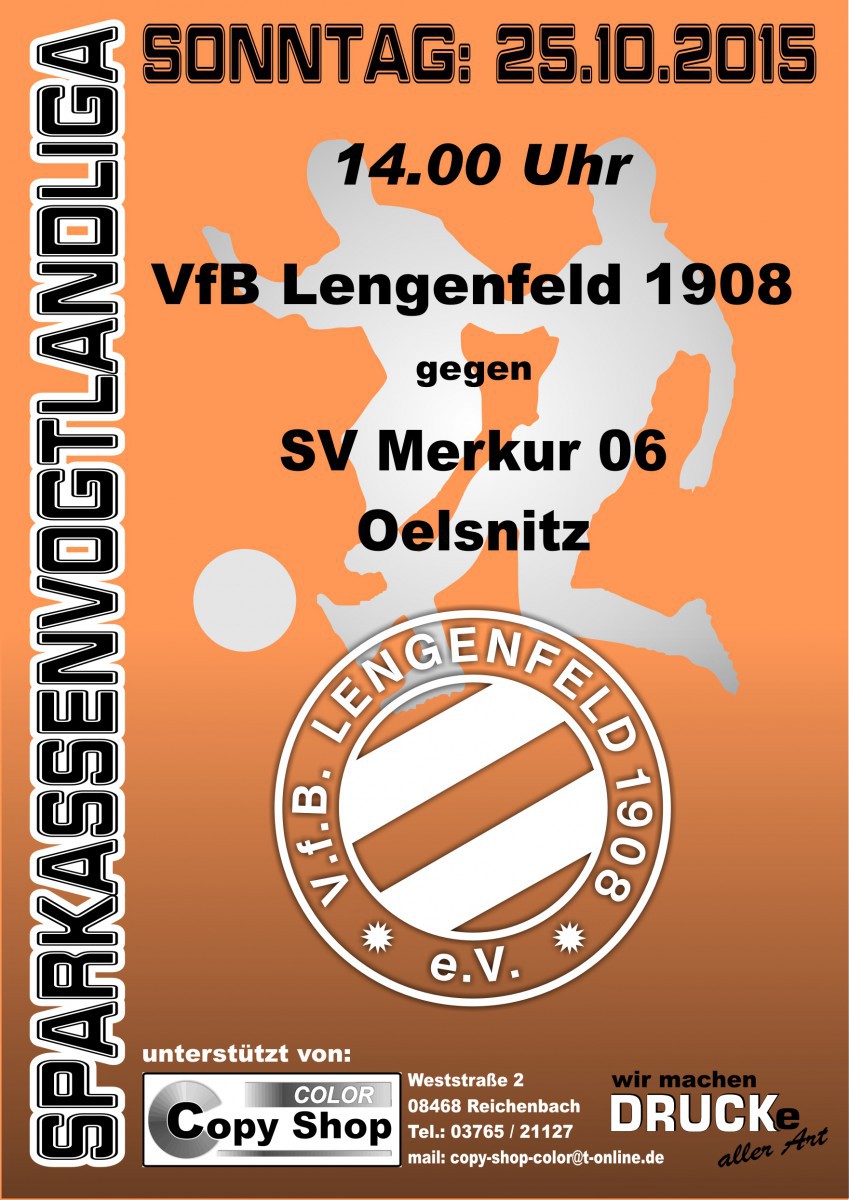 VfB Lengenfeld empfängt Tabellenführer Merkur Oelsnitz