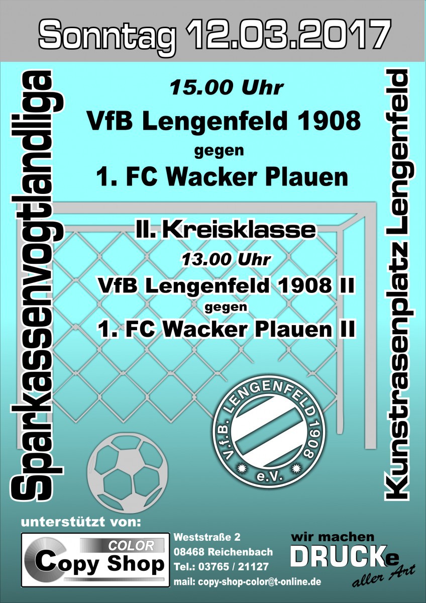 VfB Lengenfeld empfängt am Sonntag Wacker Plauen