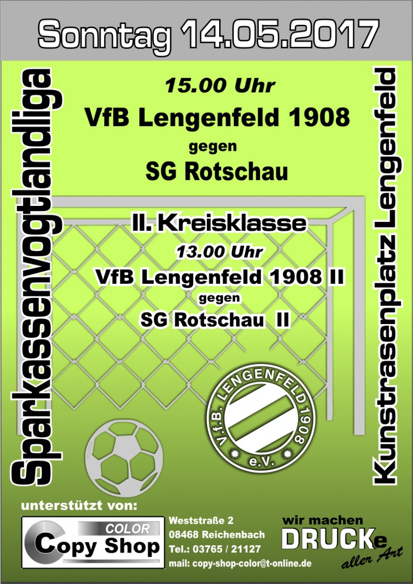 VfB Lengenfeld empfängt die SG Rotschau
