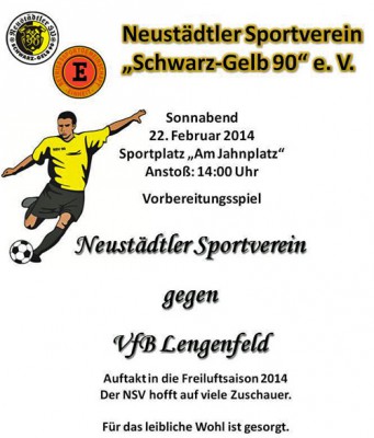 VfB Lengenfeld testet am Samstag in Neustädtel